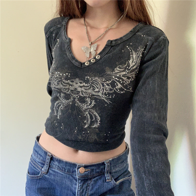 Printed Retro Hot Girl Crop Top