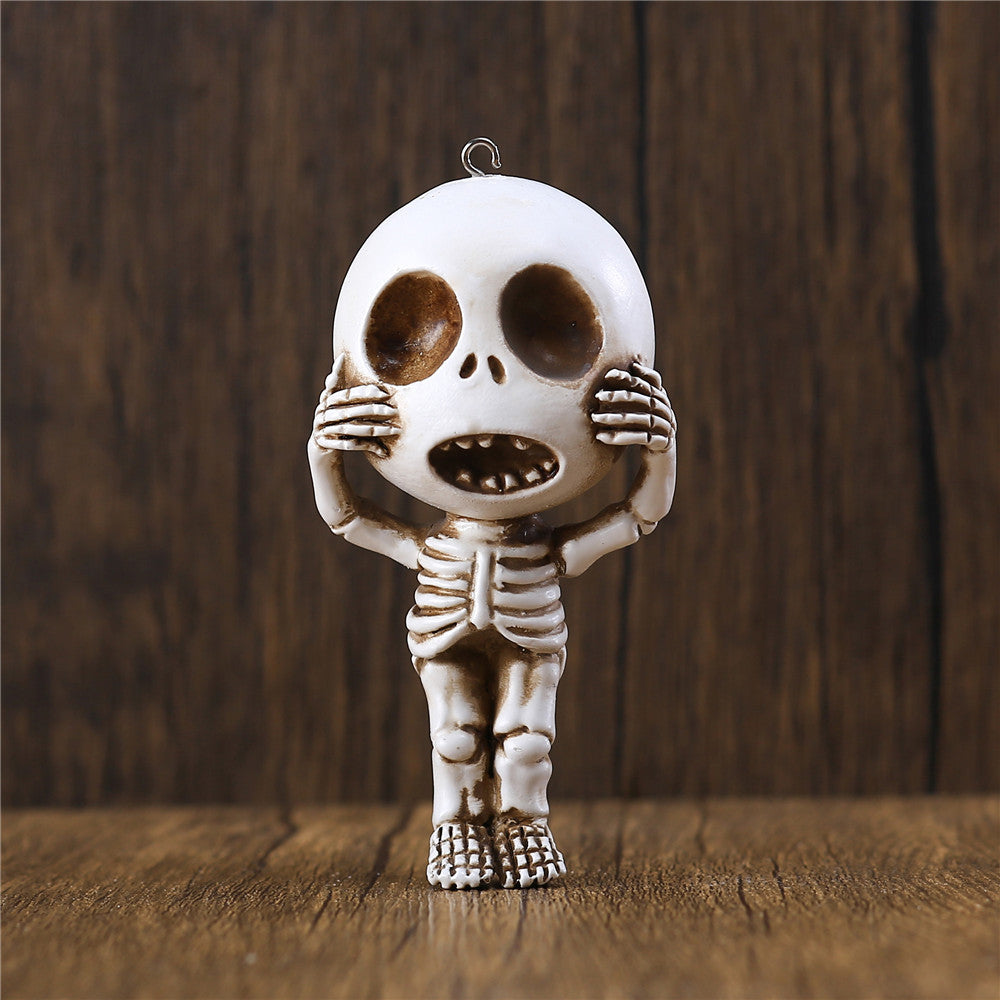 Small Skull Doll Resin Keychain Pendant