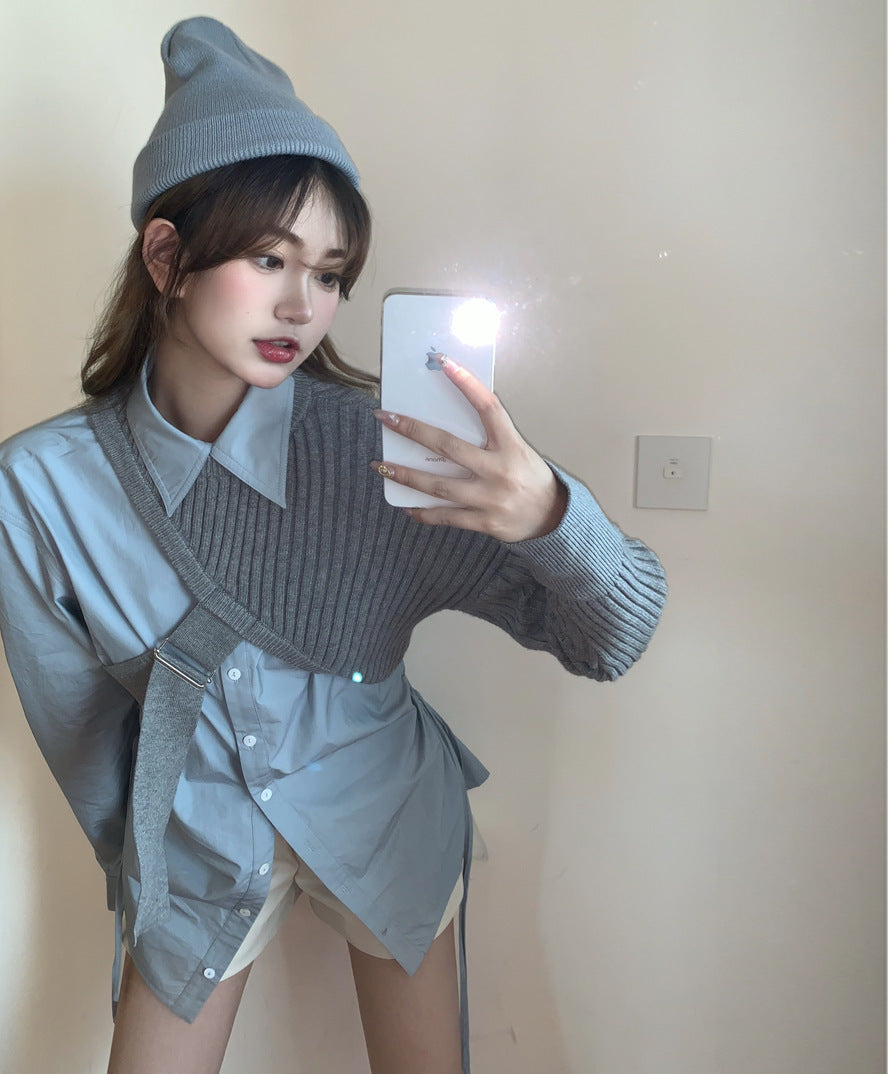 All-match Mid-length Outer Shirt Sweater