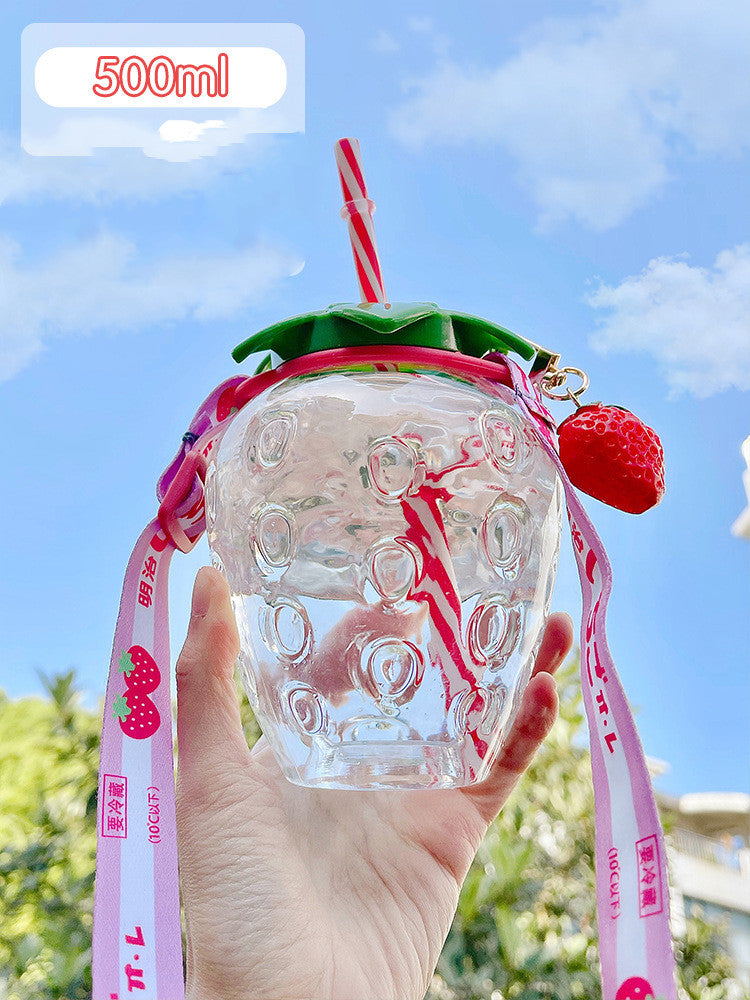 Kawaii strawberry water bottle cup