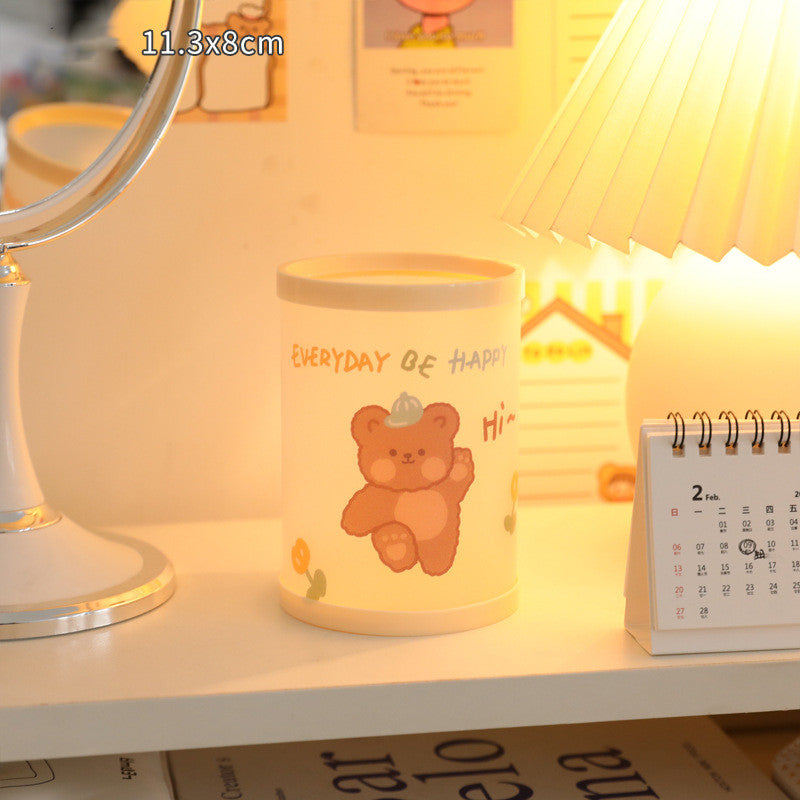 Cartoon Bear Plastic Holder Stationery Pen Holder Desktop Storage Box