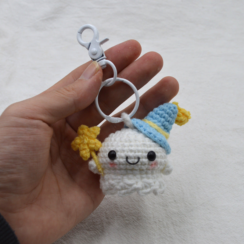 Sunny Doll Lucky ghost Pendant Hand Crocheted Keychain