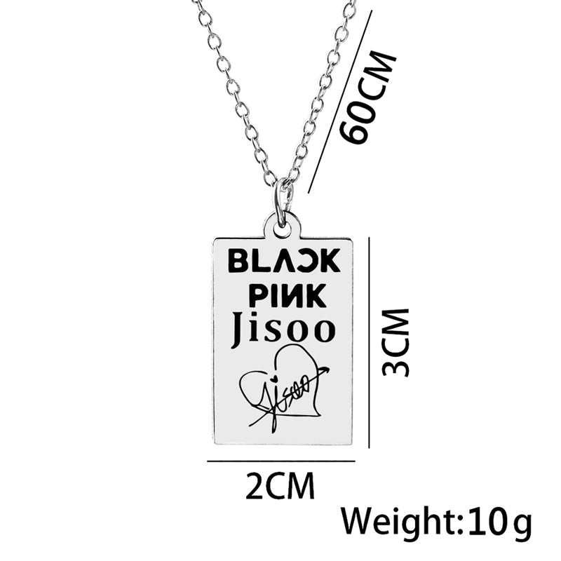 KPOP Jisoo Lisa Jennie Rose Signature ID Pendant Necklace