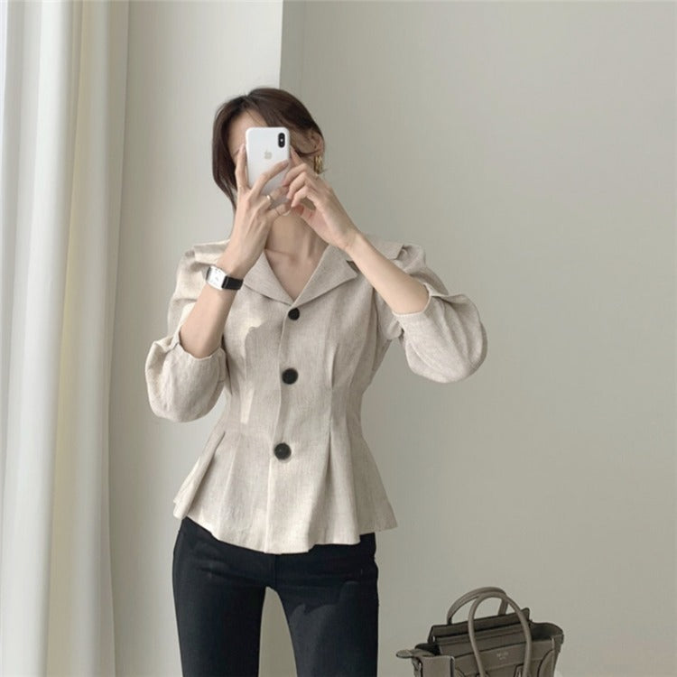 Elegant Temperament High Suit Collar Shirt