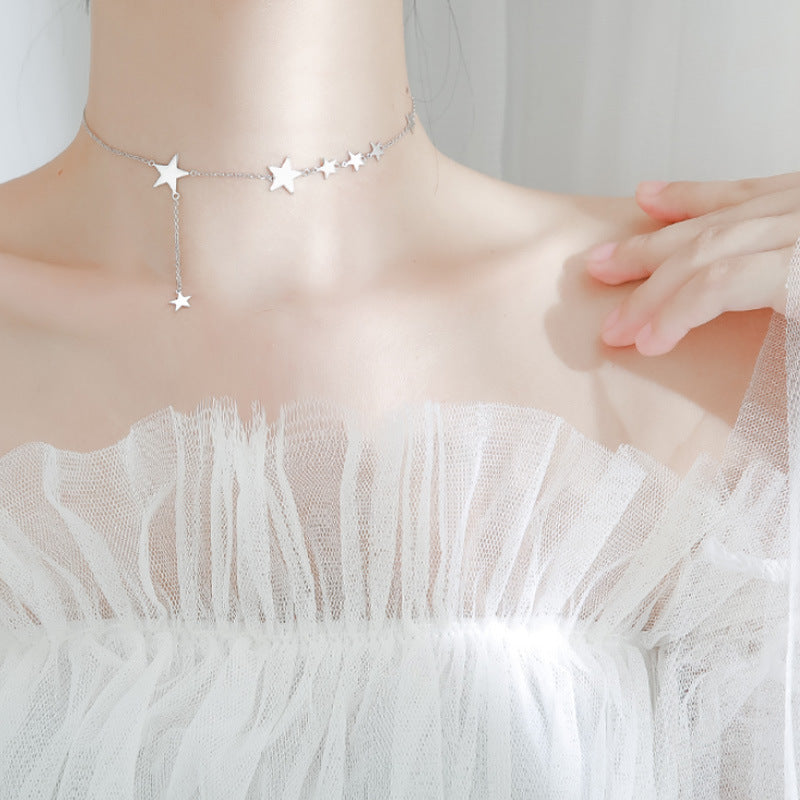 Silver Star clavicle necklace