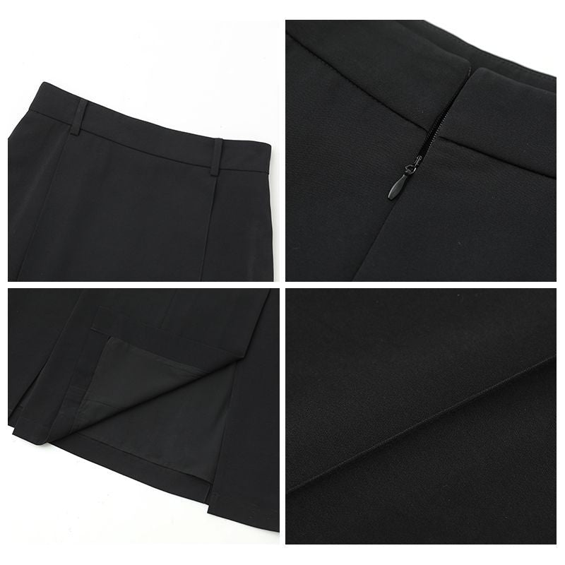 Street Style Black Pleated High Waist Skirt