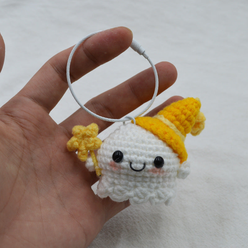 Sunny Doll Lucky ghost Pendant Hand Crocheted Keychain