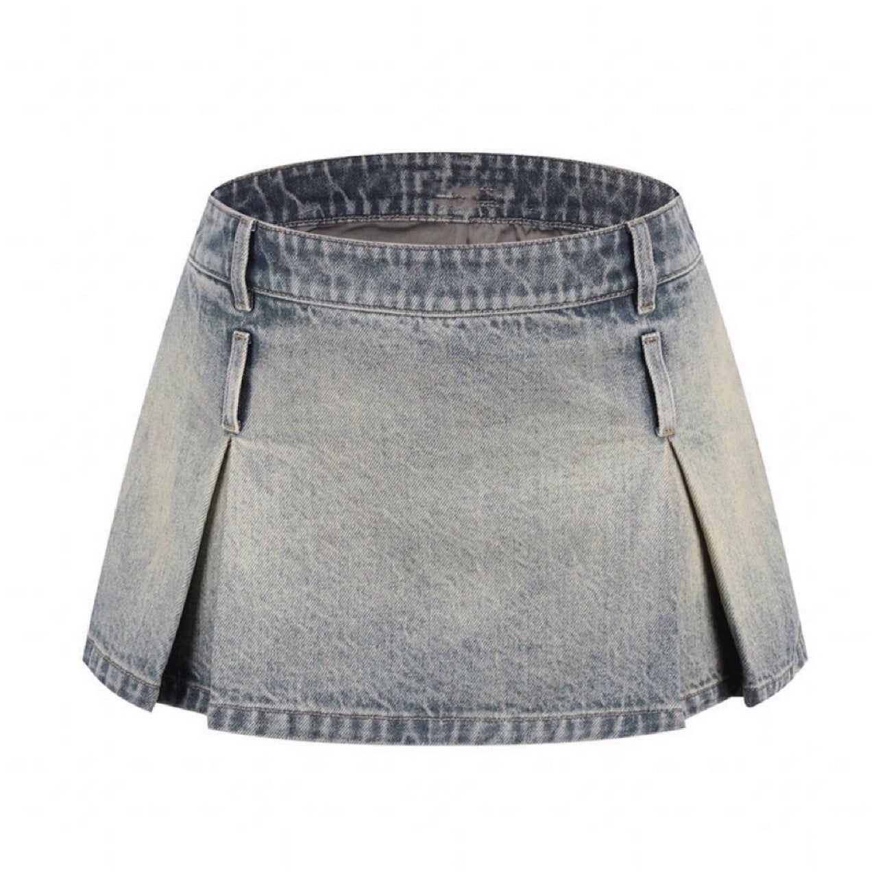 Washed Distressed A- Line Denim Skirt