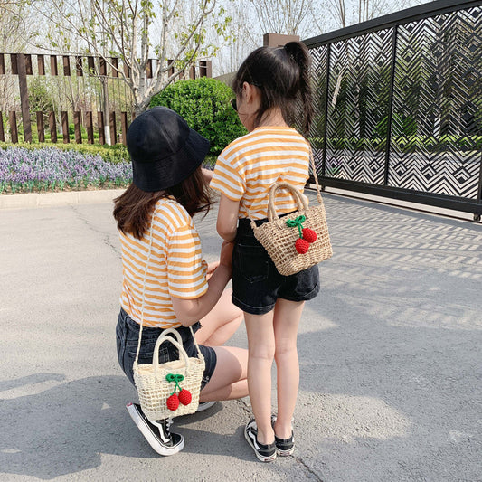 Single Shoulder Bag Idyllic Cute Woven Messenger Bag