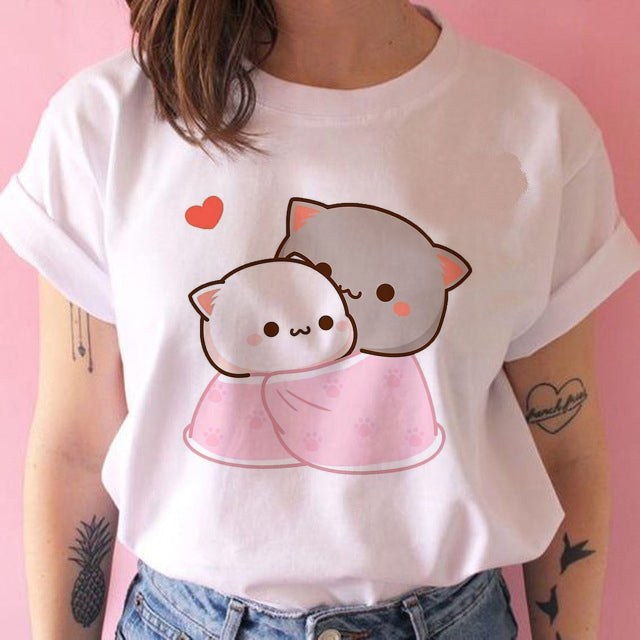 White kawaii kitty t-shirt