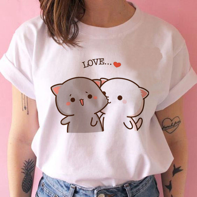 White kawaii kitty t-shirt