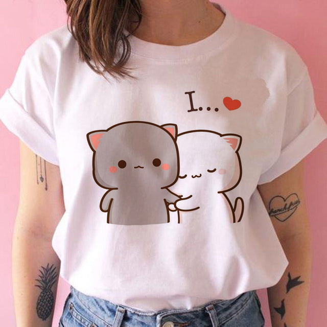 White kawaii kitty t-shirt