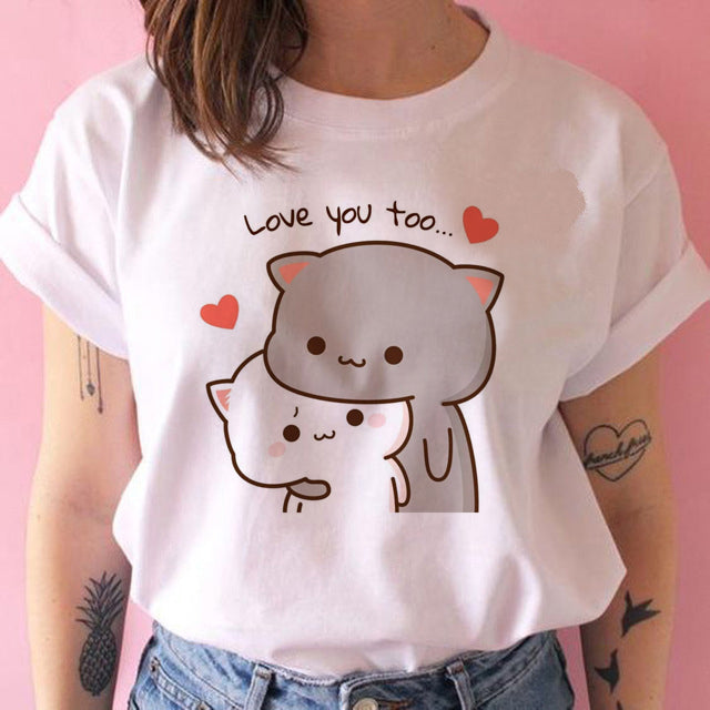 White kawaii kitty t-shirt