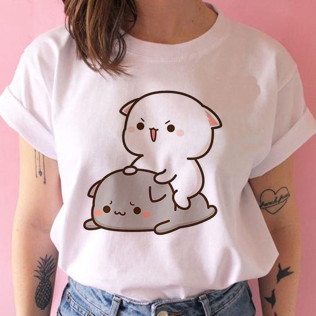 White kawaii kitty t-shirt