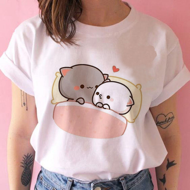 White kawaii kitty t-shirt