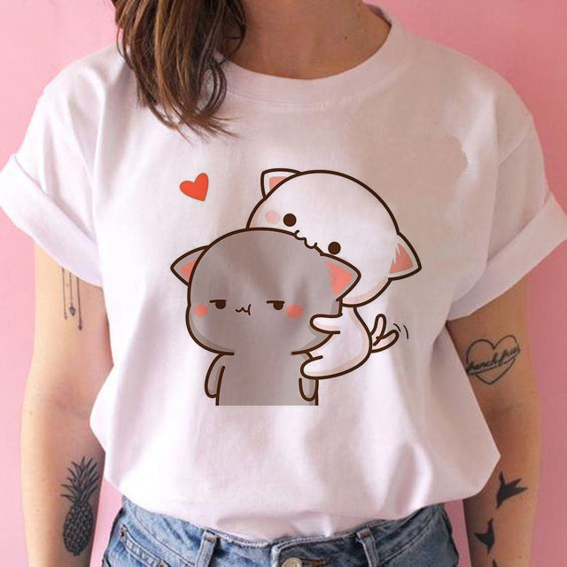 White kawaii kitty t-shirt