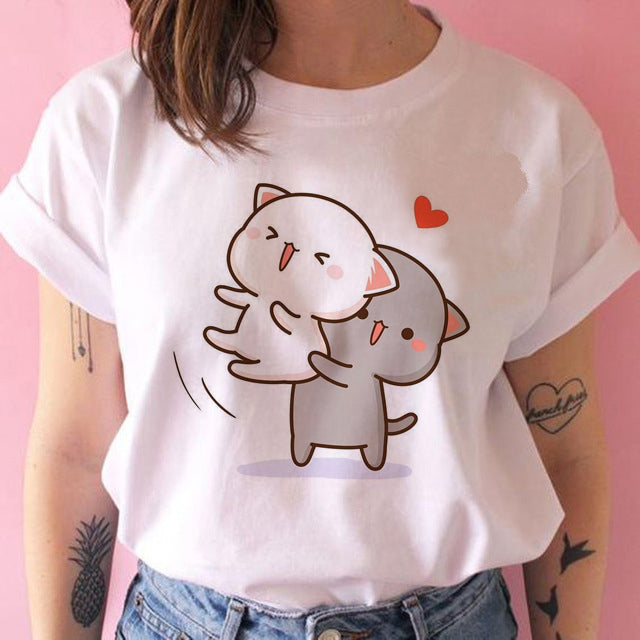 White kawaii kitty t-shirt