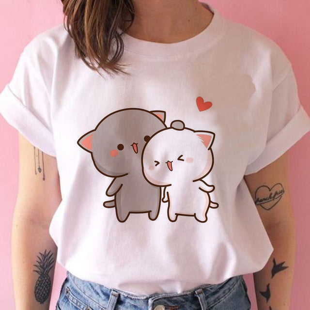 White kawaii kitty t-shirt