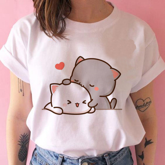 White kawaii kitty t-shirt