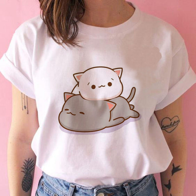 White kawaii kitty t-shirt