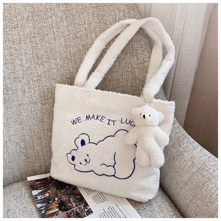 Cute Plush Bear Tote Bag