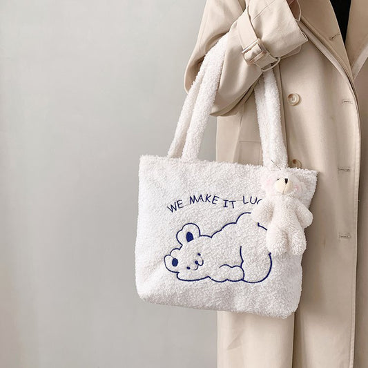 Cute Plush Bear Tote Bag