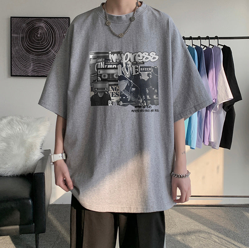 Round Neck Printed oversized shirt