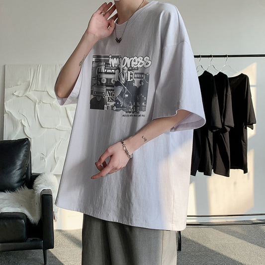 Round Neck Printed oversized shirt