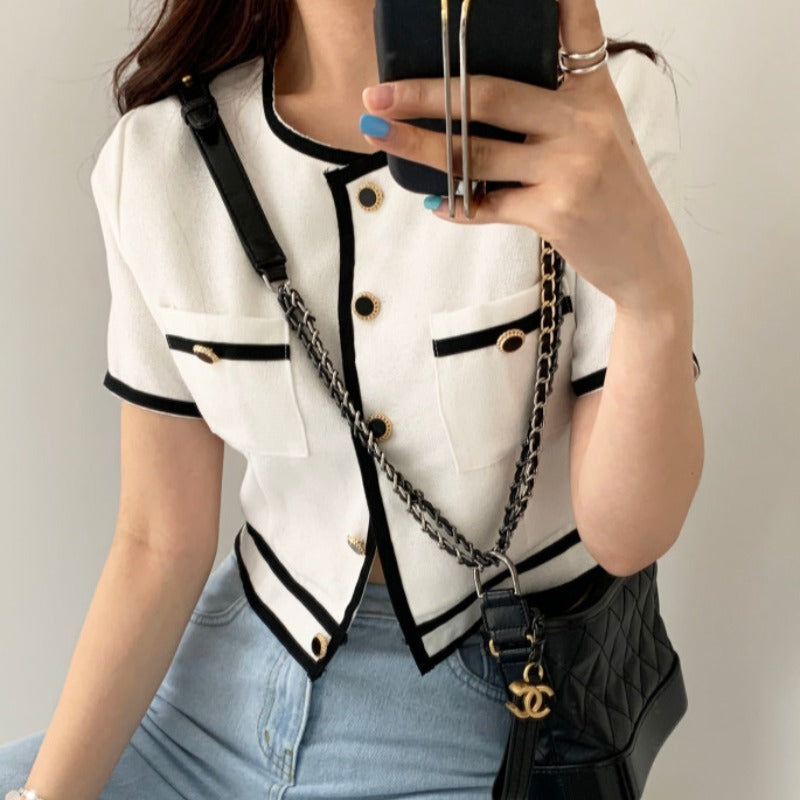 Simple Style Short Cropped Shirt