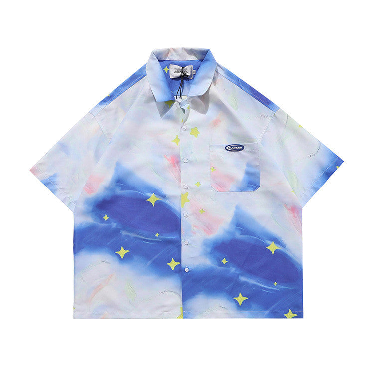 Spring And Summer Hong Kong Style Millennium Y2K Starry Sky T-shirt