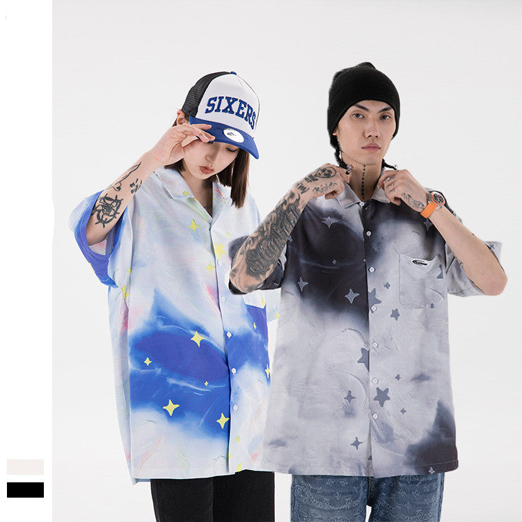 Spring And Summer Hong Kong Style Millennium Y2K Starry Sky T-shirt