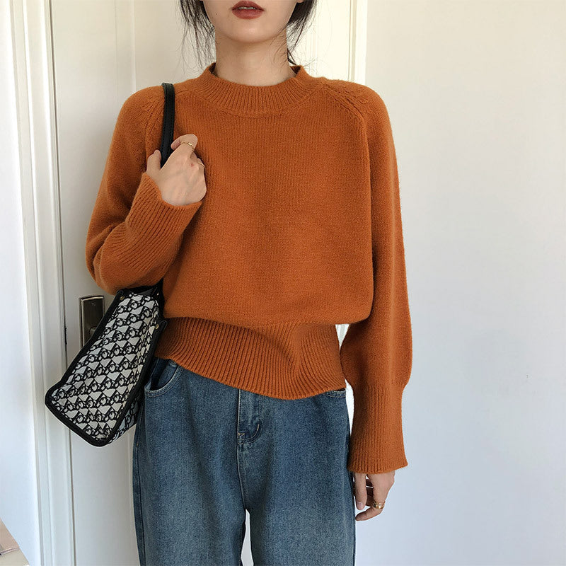 Round-neck High Waist Sweater Women's Vintage Knitted