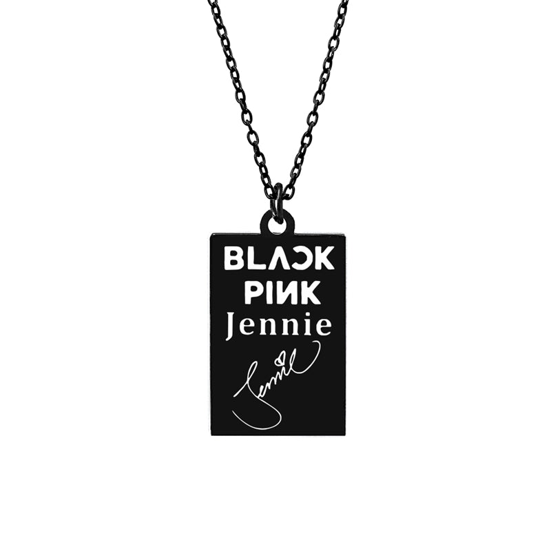 KPOP Jisoo Lisa Jennie Rose Signature ID Pendant Necklace