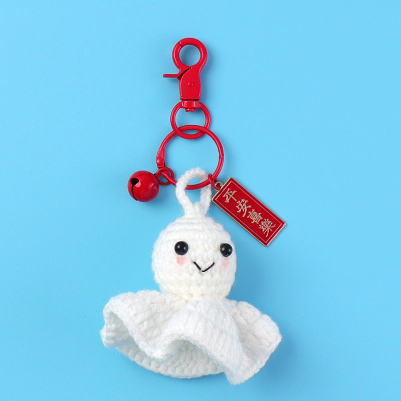 Sunny Doll Lucky ghost Pendant Hand Crocheted Keychain