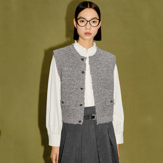 Grey Melange Knitted Vest