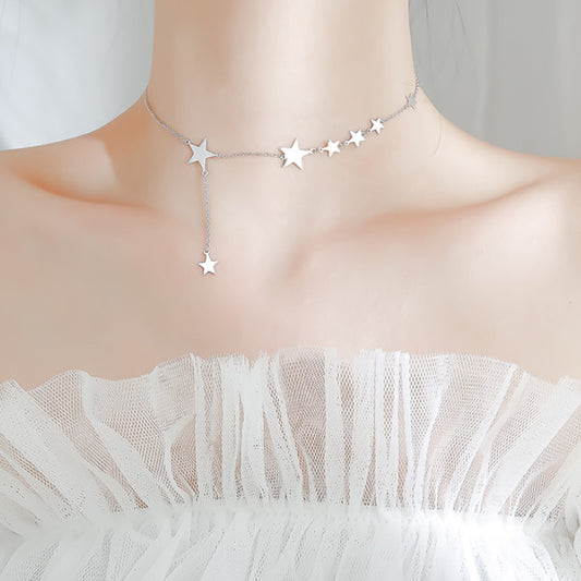 Silver Star clavicle necklace