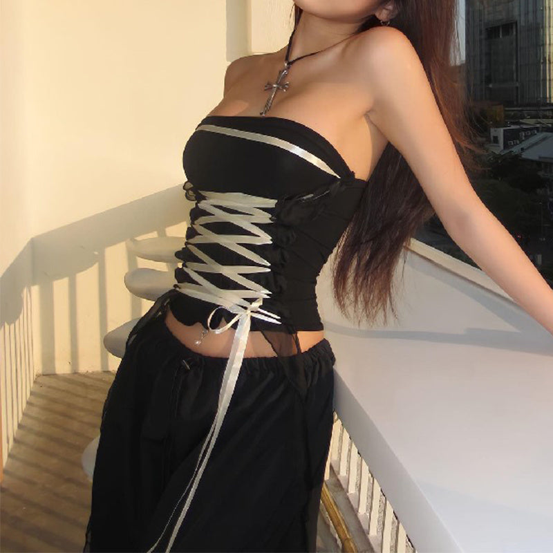 Lace-up Tube Top Hot Girl Vest