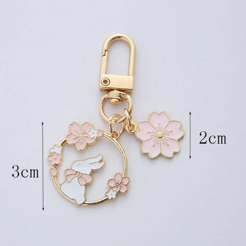 Cute Rabbit Cat Alloy Keychain Pendant