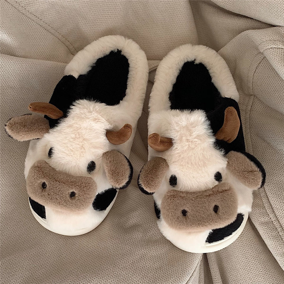 Cute cow animal slippers