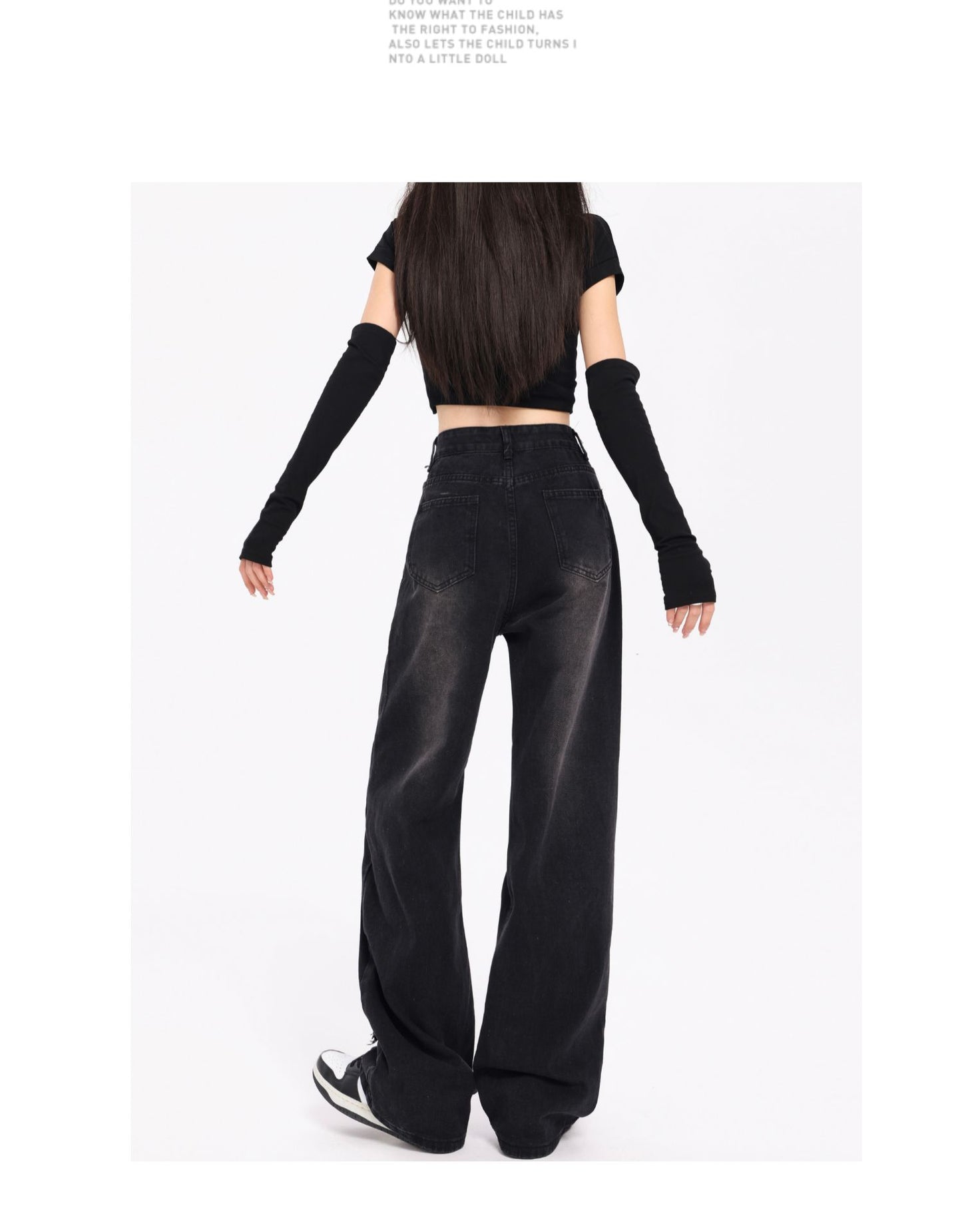 Korean Style Retro XINGX Embroidered Jeans Autumn And Winter New High Waist Splash-ink Wide Leg Straight Mop Pants