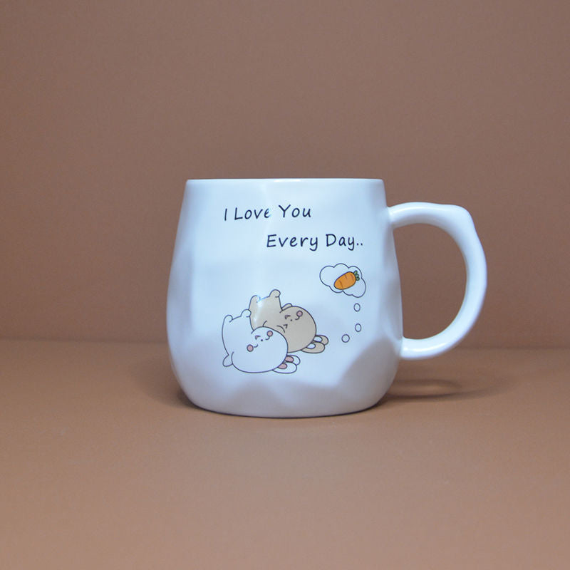 Cartoon With Lid Spoon Cute And Cute Ceramic Mug