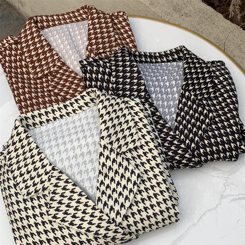 Niche All-match Short Houndstooth Suit Jacket