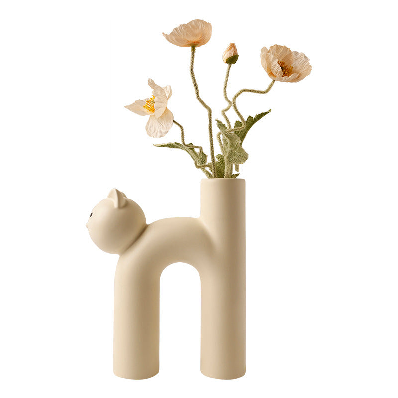 Cute Tube Cat Vase Home Decor