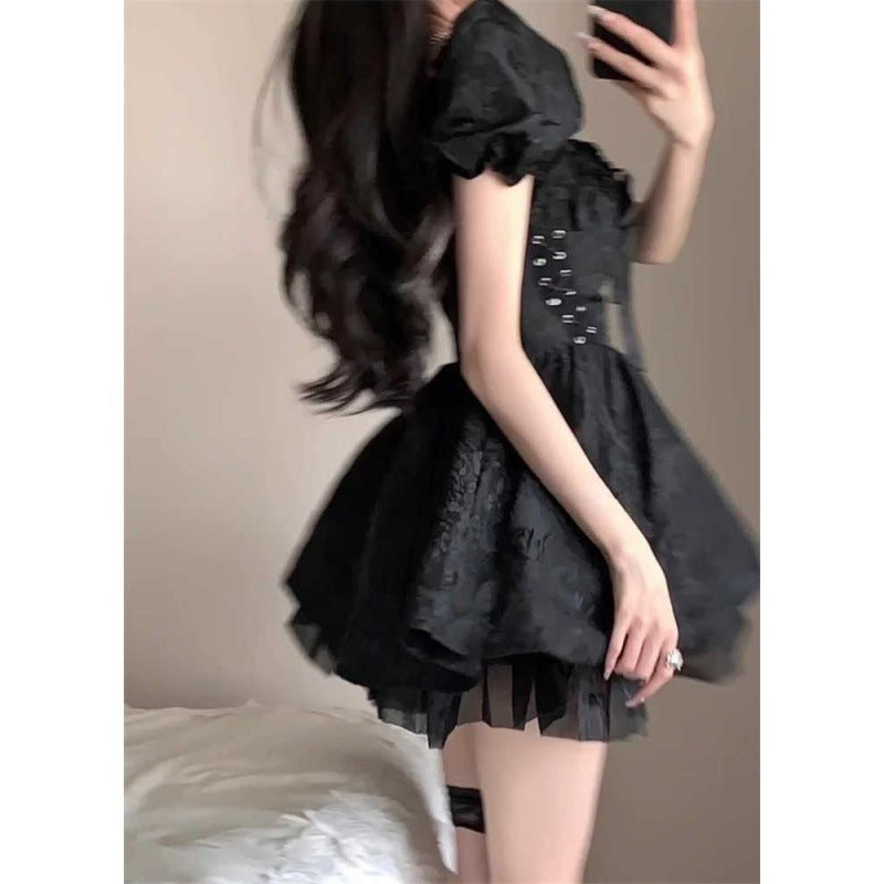 French Black Mini Dress And High-end Dress