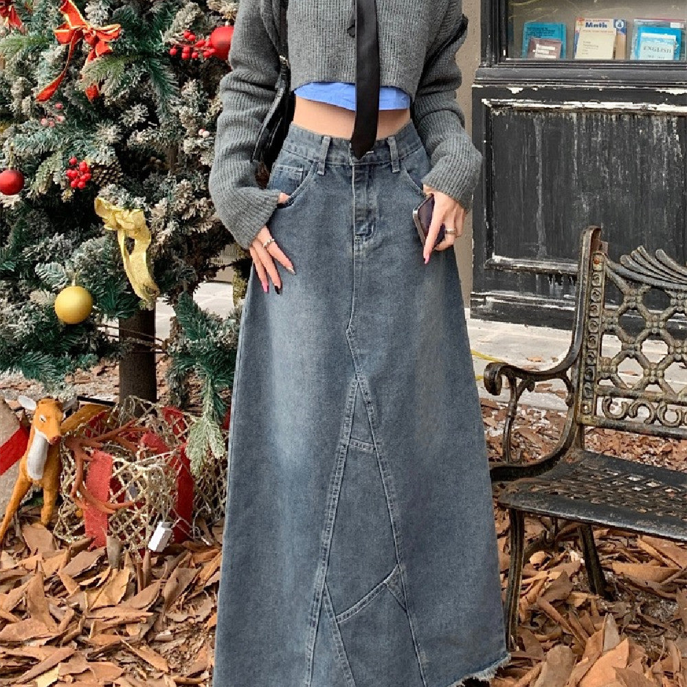 High-waisted Skinny Denim Skirt