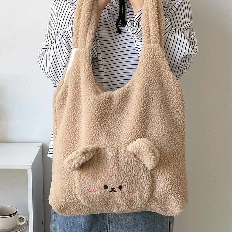 3D Cartoon Bear Wool Shoulder Bag