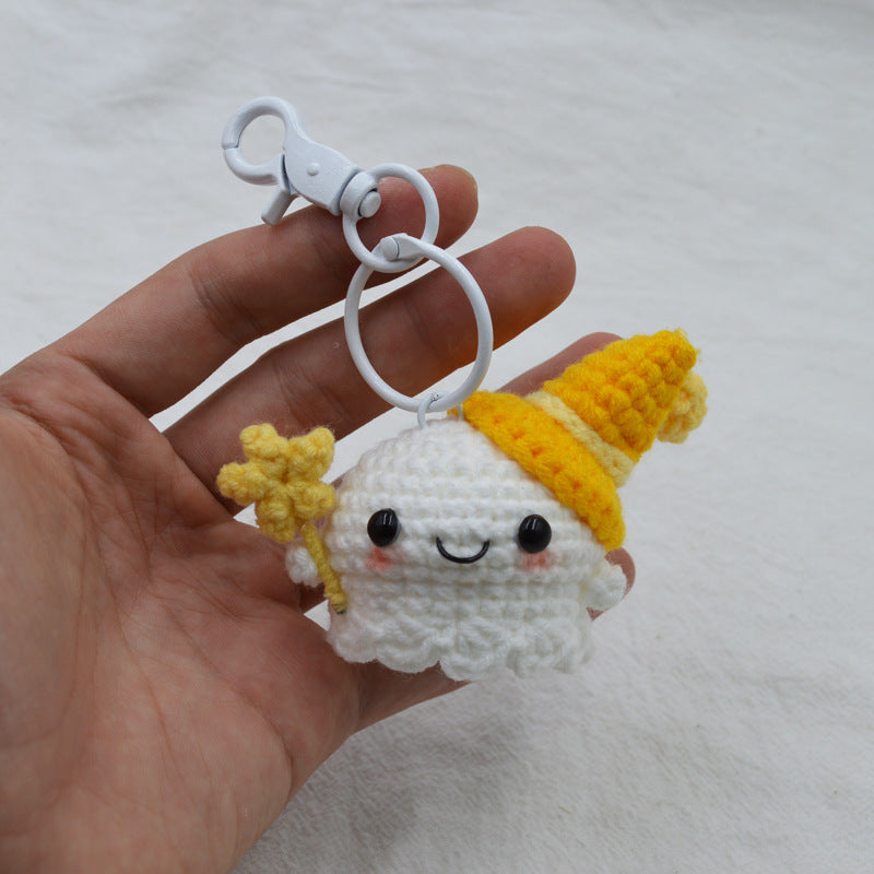 Sunny Doll Lucky ghost Pendant Hand Crocheted Keychain