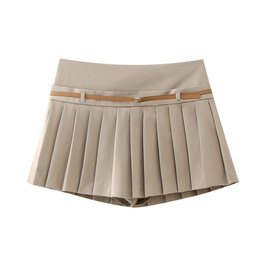 All-match Wide Pleated Thin Belt Decorative skort