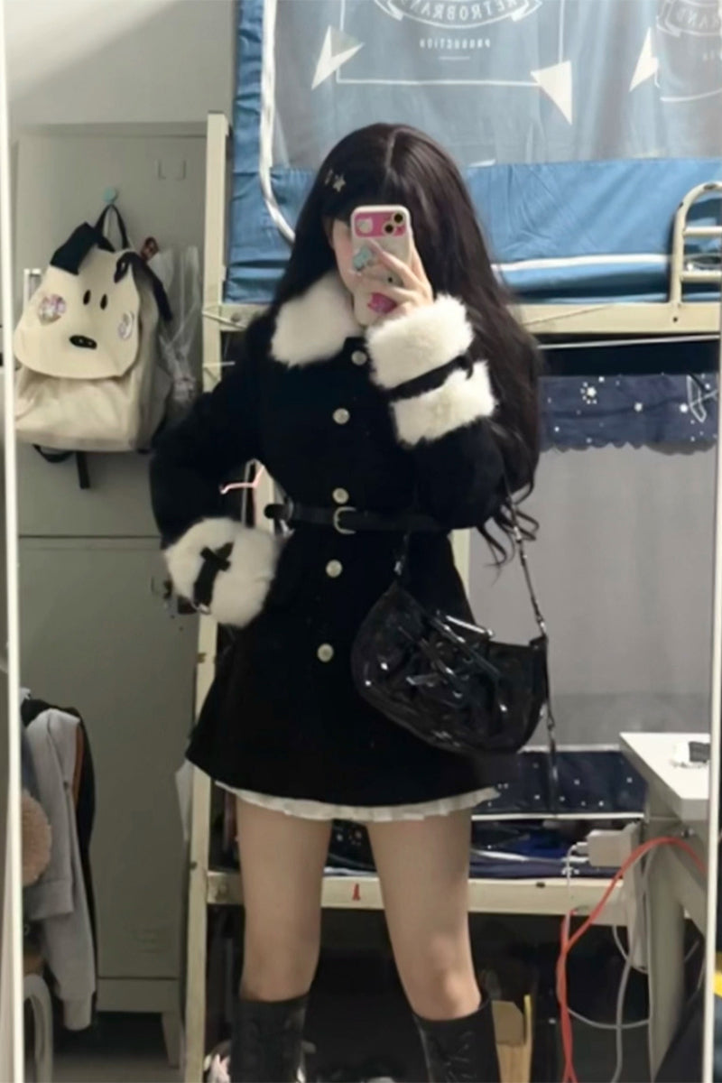 Fluffy Coat Vibe Dress