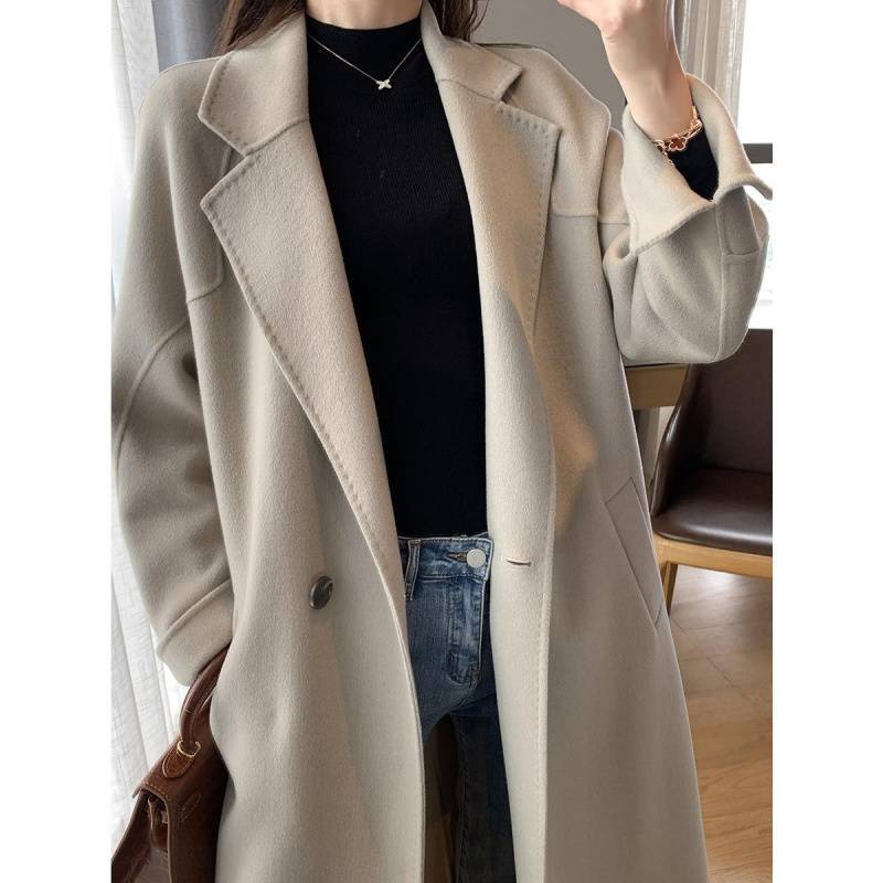 Light And Mature Style Mid-length Woollen Coat